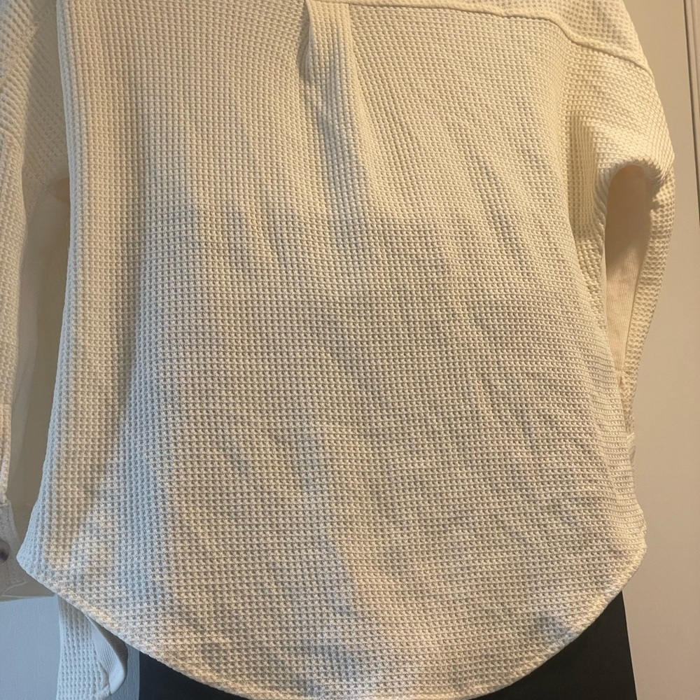 Cream Button Down Waffle Knit jacket - Picture 3 of 8